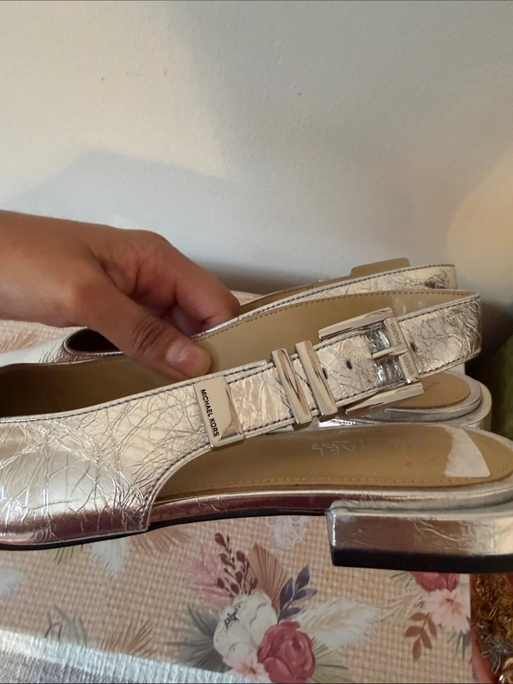 Michael Kors Silver Slingback Flats